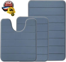 3Pcs Bathroom Rugs Set, Memory Foam Bath Mat Set, Soft Absorbent Non-Slip Bathro