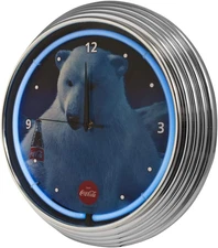 Coca Cola Polar Bear Blue Light up Neon Wall Clock 15-Inch