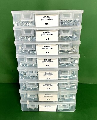 DIN 933 Sechskantschrauben Vollgewinde Set Sortiment 8.8 verzinkt M3-M12 wählbar
