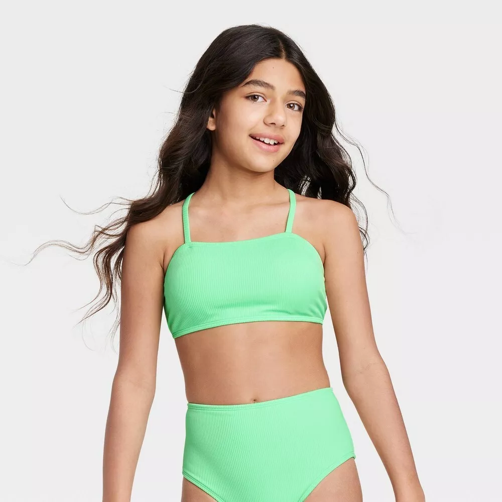 Girls' Bandeau Bralette Swimsuit Top - art class™ Mint Green M