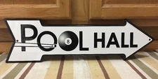 Pool Hall Arrow Billiards Game Room Pub Bar Metal Wall Decor Stick 8 Ball
