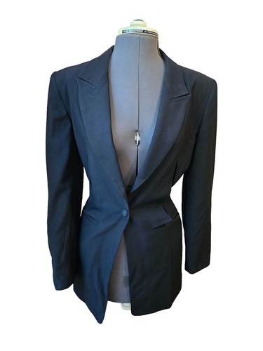 State of Claude Montana Women's Navy Pin Stripe Wool Pant Suit