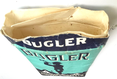 buglar tobacco EMPTY ~ VINTAGE BUGLER BLENDED TURKISH TOBACCO POUCH ADVERTISING EMPTY  PACKAGE
