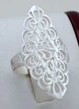 BEAUTIFUL 925 STERLING SILVER LONG FILIGREE RING size 6 style r2966