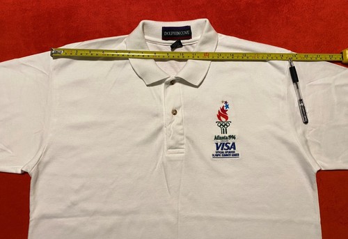 Vintage Dolphin Cove Sommer Olympische Spiele Atlanta 1996 Herren Poloshirt Größe L USA - Bild 12 von 16