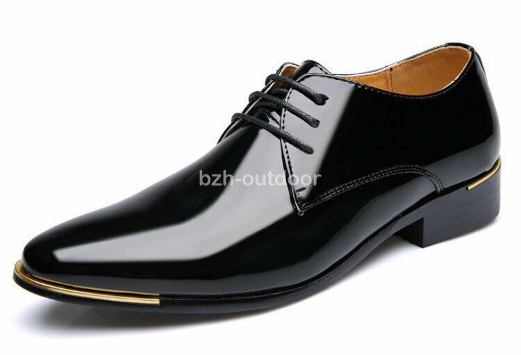 SAOLA Scarpe da sposa uomo eleganti in pelle verniciata formali a punta casual taglie forti