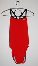 NWT Nike Women's Red w/ Black Trim Racerback 1-pc Performance Swimsuit sz 34 40