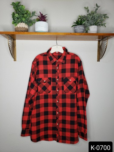 Design In Italy Red Flannel Button Up 