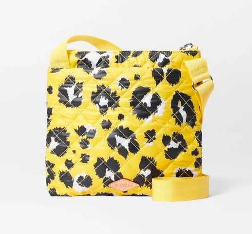 NEW MZ Wallace Metro Flat Crossbody – Yellow Leopard – Quilted Nylon – Small - Picture 3 of 11