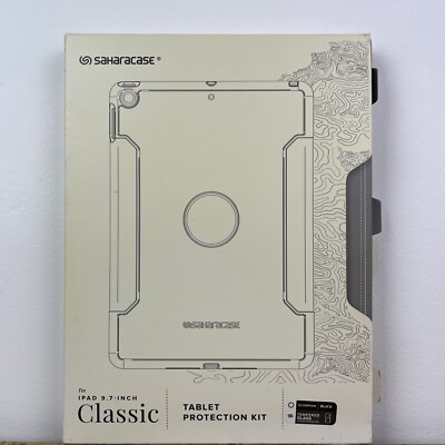 New SaharaCase Classic Case Black - Glass Screen Protector for iPad 9.7'' 2017/18