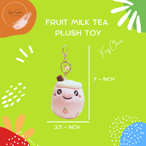 Keychain, Cute Fruit Milk Tea Cup Plush Doll - Picture 5 of 9