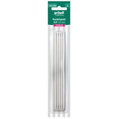 GRÜNDL | Nadelspiel PREMIUM aus Aluminium - 15 cm Länge - Gr. 3,0 (1453-300)