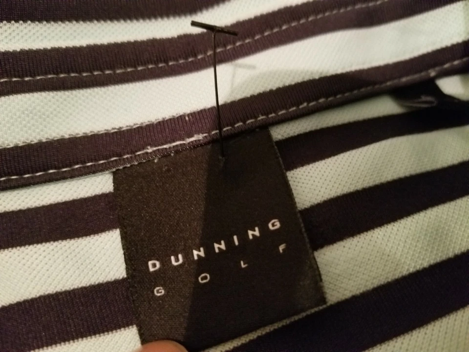 Camisa polo de golf Dunning para hombre L grande rayas verdes atlética Foto 3 de 4