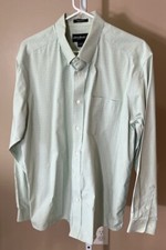 Eddie Bauer Men's Button Down Dress Shirt Long Sleeve Green Stripe Size L