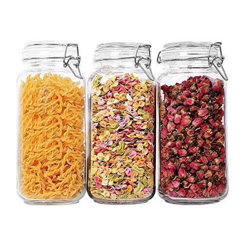 3 Pack 78oz Airtight Glass Jars with Lids and Silicone Seals for Flour Cookies