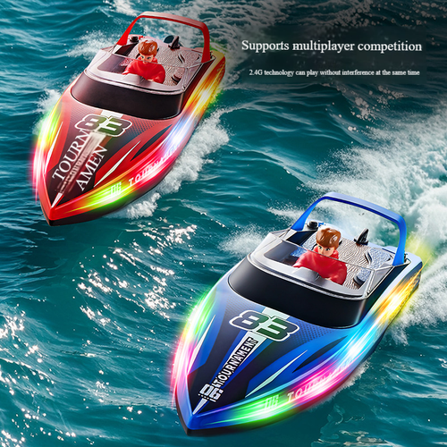 Speed RC Boat 2-Pack, 15KPH, Waterproof, Gift for Boys 6-12, Pool & Lake - Picture 4 of 12