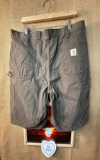 Carhartt carpenter green men s shorts 36W cotton solid Relaxed flat zipper pocke
