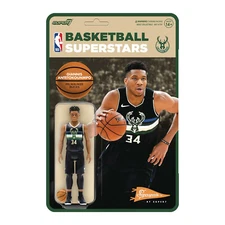 Giannis Antetokounmpo Milwaukee Bucks Black Super 7 Reaction Figure