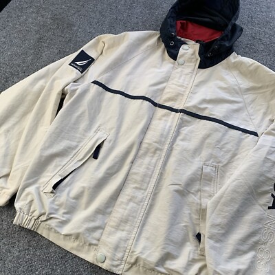 Vintage Nautica Jacket Mens Medium White NS-83 Full Zip Sailing