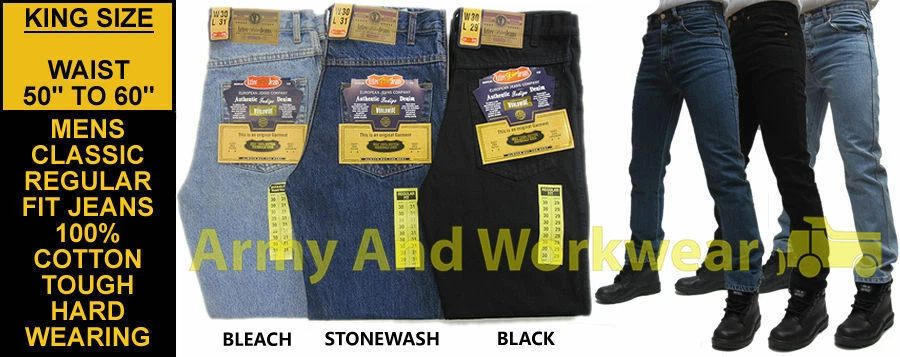 Aztec Hombre Resistente Tough Corte Normal Vaqueros Rectos Calidad Grande Talla - Imagen 2 de 2