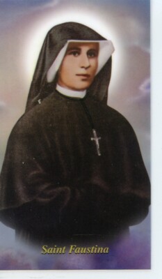 St. Faustina - Prayer - Relic Laminated Holy Card - Blessed by Pope Francis 
