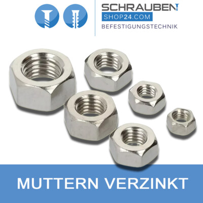 Sechskantmuttern M2 M6 M8 - M30 DIN 934 Kl 8 Metrisch Muttern Sechskant VERZINKT