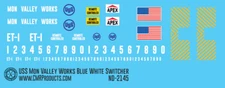 N Scale - USS Mon Valley Works Blue White Locomotive Decals