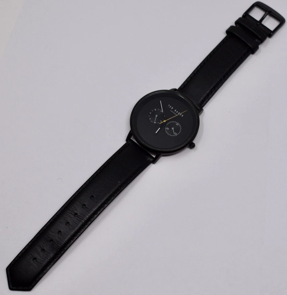 Ted Baker London All Black Minimalist Mens Calendar Wristwatch 42mm - Image 2 of 4