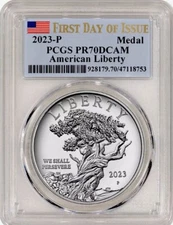 2023 AMERICAN LIBERTY Silver Medal PCGS PR70💥FLAWLESS QUALITY💥FIRST DAY ISSUE