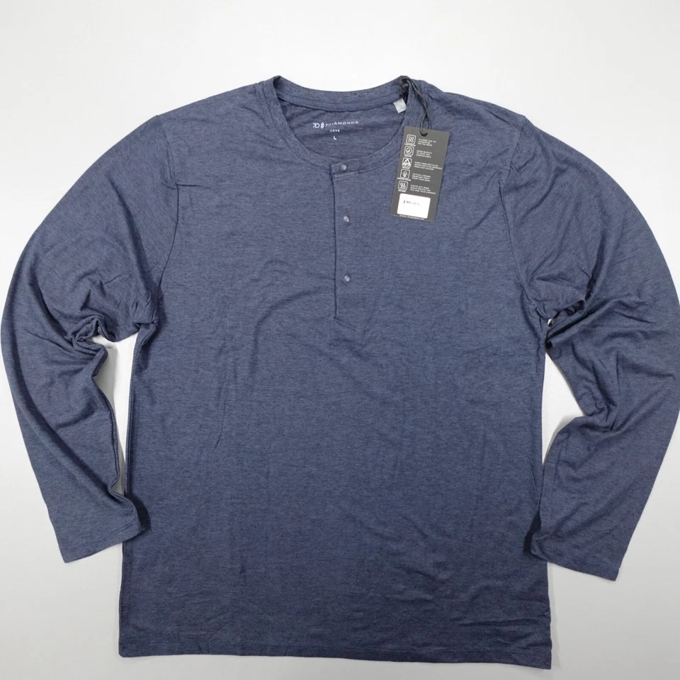 Camisa masculina 7 Diamonds Core Henley Performance manga longa azul tamanho G - Imagem 4 de 4