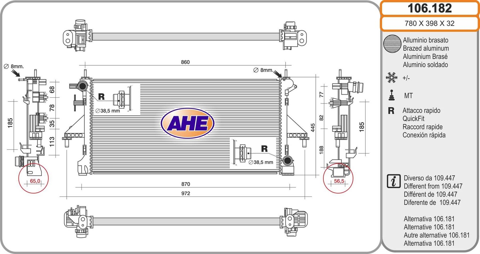 Radiateur en aluminium robuste pour Citroën Jumper II 2.0 BlueHDi