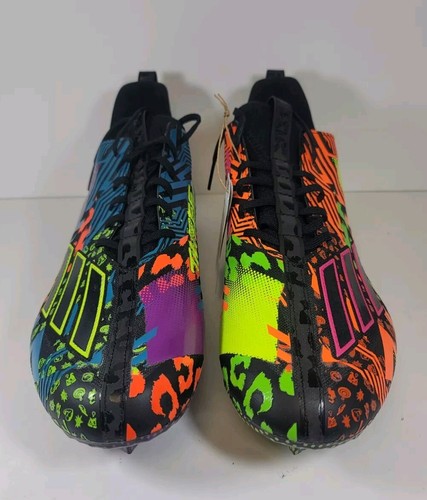 New Adidas Adizero 12.0 Mismatch Football Cleats Black/Multi IG9569 Mens Size 14 - Picture 7 of 12