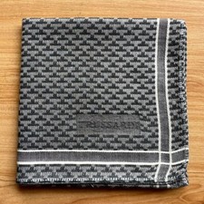 HANDKERCHIEF MEN'S VINTAGE GRAY GEOMETRIC PLAIN POCKET SQUARE COTTON 17" D135