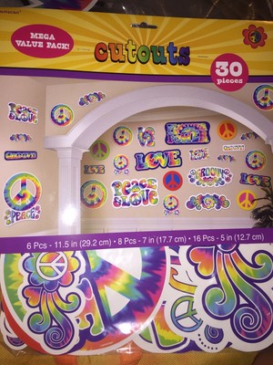 Groovy 60 S Theme Party Psychedelic Cutout Decorations 30 Pieces