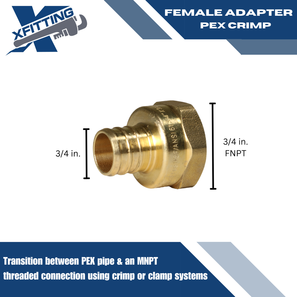 Lot De 25 Adaptateurs Filetés 3/4" Pex X 3/4" Femelle NPT En Laiton Sans Plomb XFITTING - Raccord Plomberie