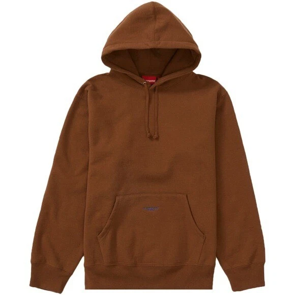 Sweat à capuche Supreme marron neutre bleu brodé micro logo S