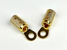 2pcs. 4 Gauge & 5/16” Hole Solid Brass Battery Terminal Connecter w/Gold Plated