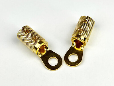 2pcs. 4 Gauge & 5/16  Hole Solid Brass Battery Terminal Connecter w/Gold Plated
