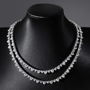 Authentic Heart Cut Moissanite Wedding Necklace Sterling Silver 18K White Gold Plated