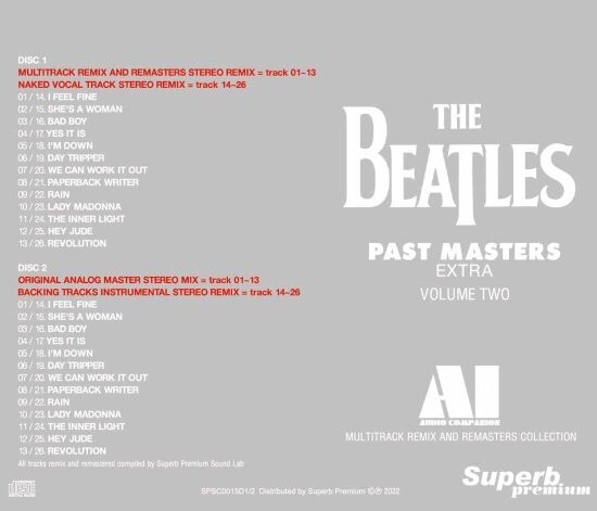 THE BEATLES - PAST MASTERS EXTRA VOLUME ONE-THREE : AI