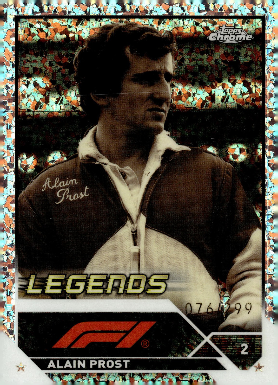 2023 Topps Chrome Formula 1 #196 Alain Prost Mini Diamond Refractor #/299