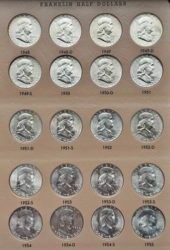 US Complete Set Franklin Silver Half Dollars BU 1948 - 1963 (35 Coins)