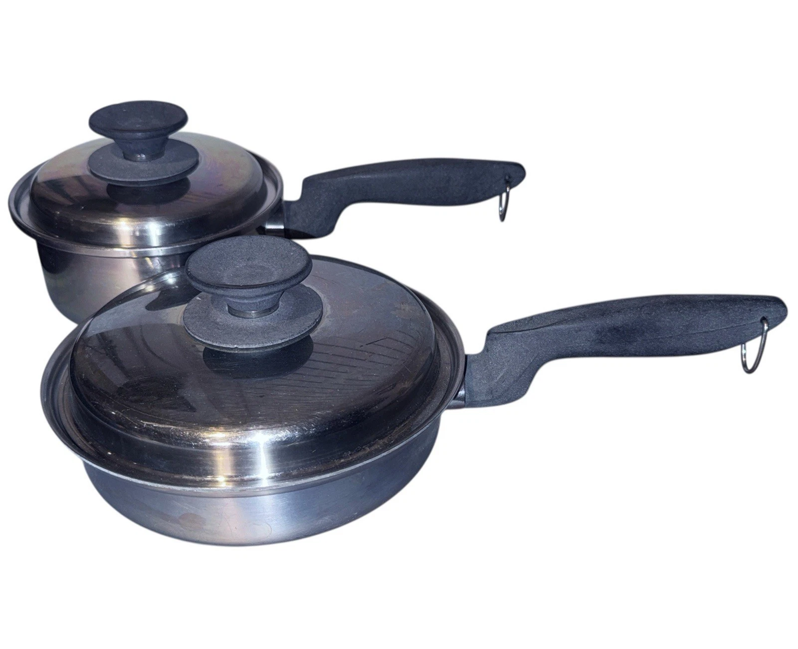 Stainless Steel De Luxe Permanent Cookware w Lids 2 Pcs Saucepan Skillet Pots
Opens in a new window