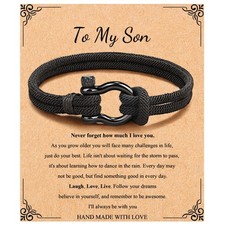 To My Son Bracelet Son Gifts From Mom Dad Christmas Birthday Gift For Mens Br...