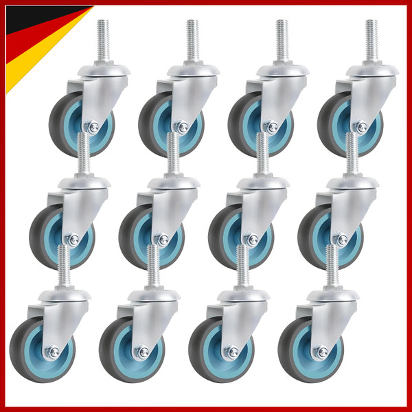 Lenkrollen Schwerlast 50Mm 12 StüCk Gummi MöBelrollen 50Kg Pro Rad-image