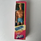 Vintage Mattel 1983 Sun Gold Malibu Ken Doll #1088 NIB Beach Towel/Sun Glasses