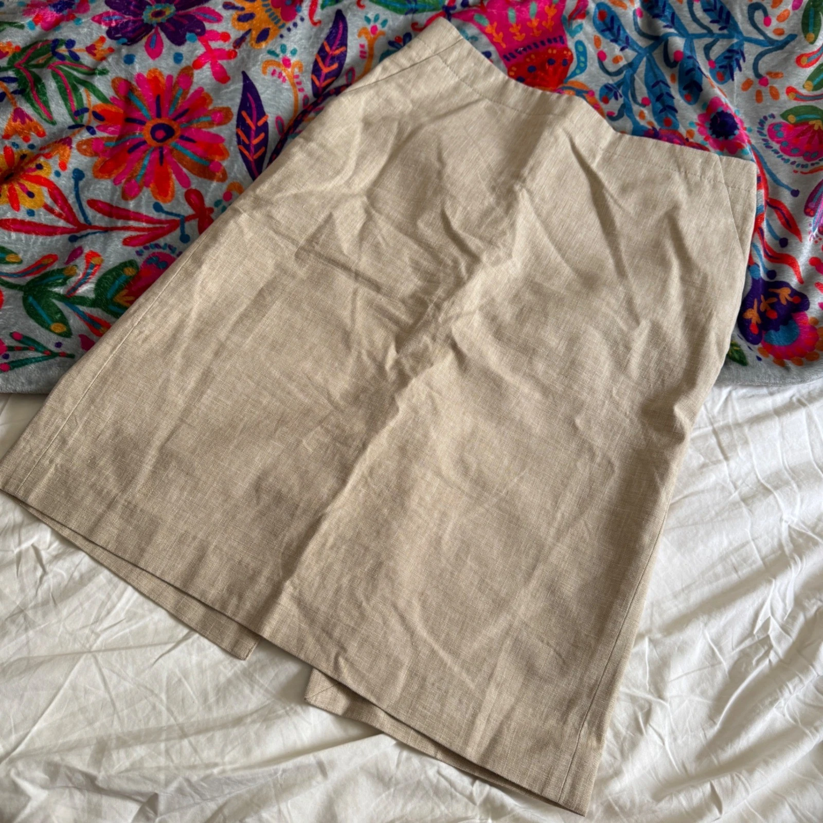 Banana Republic Beige Cotton Linen Blend Pencil Skirt Size 6 neutral minimal