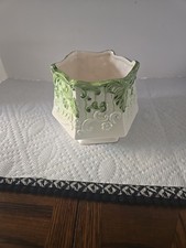 Vintage Inarco Ceramic Green and Cream Planter/Holder
