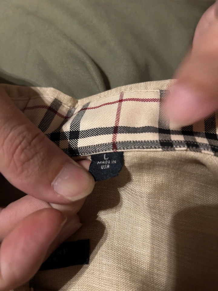 Camisa Burberry para hombre detalle a cuadros algodón beige talla L US50 Foto 4 de 4