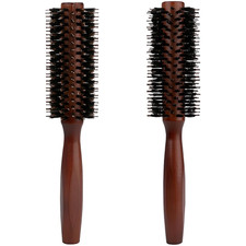 Round Boar Bristle Hair Brush with Wooden Handle Ideal for Styling Medium